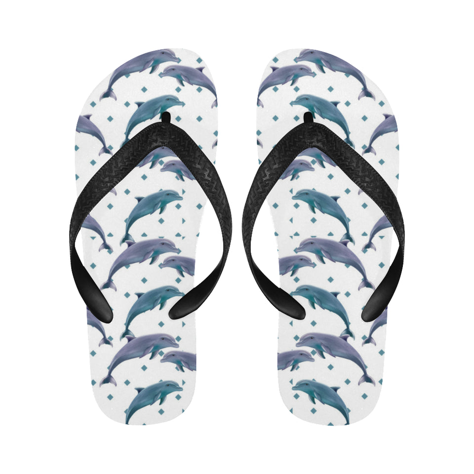 Dolphins pattern dotted background Unisex Flip Flops