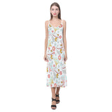 Maneki neko cat fan sakura V-Neck Open Fork Long Dress