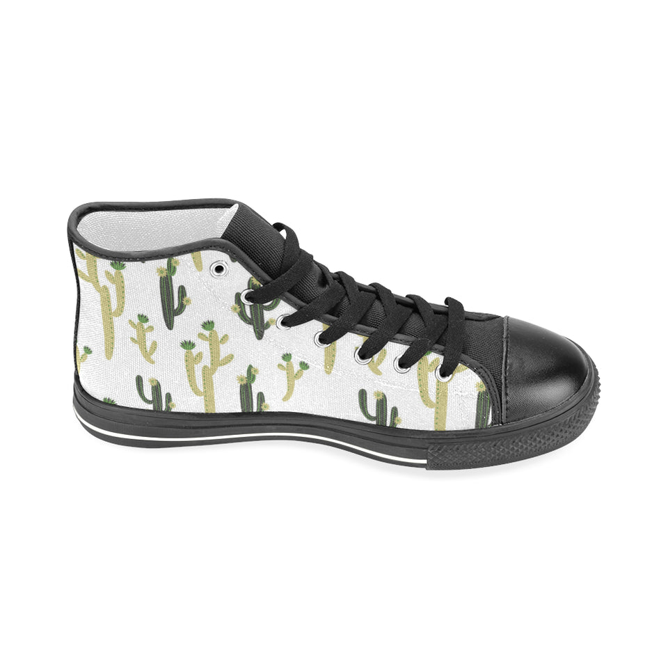 Cute cactus pattern Men's High Top Canvas Shoes Black