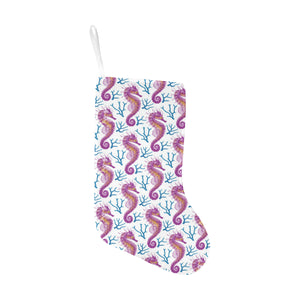 Purple seahorse blue coral pattern Christmas Stocking