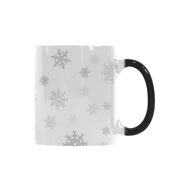 Snowflake pattern white background Morphing Mug Heat Changing Mug