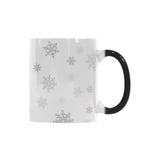 Snowflake pattern white background Morphing Mug Heat Changing Mug