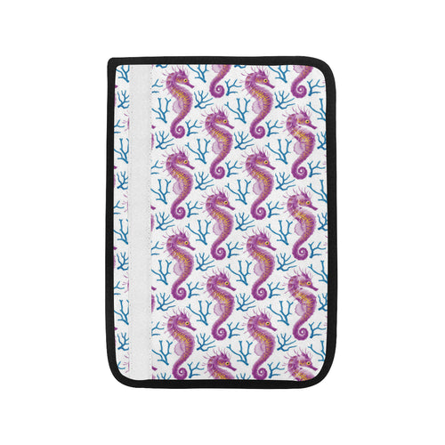 Purple seahorse blue coral pattern Car Seat Belt Cover