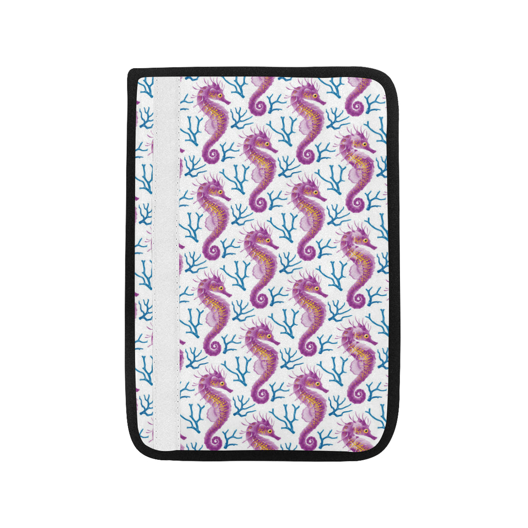 Purple seahorse blue coral pattern Car Seat Belt Cover