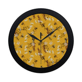 Bee flower pattern Elegant Black Wall Clock