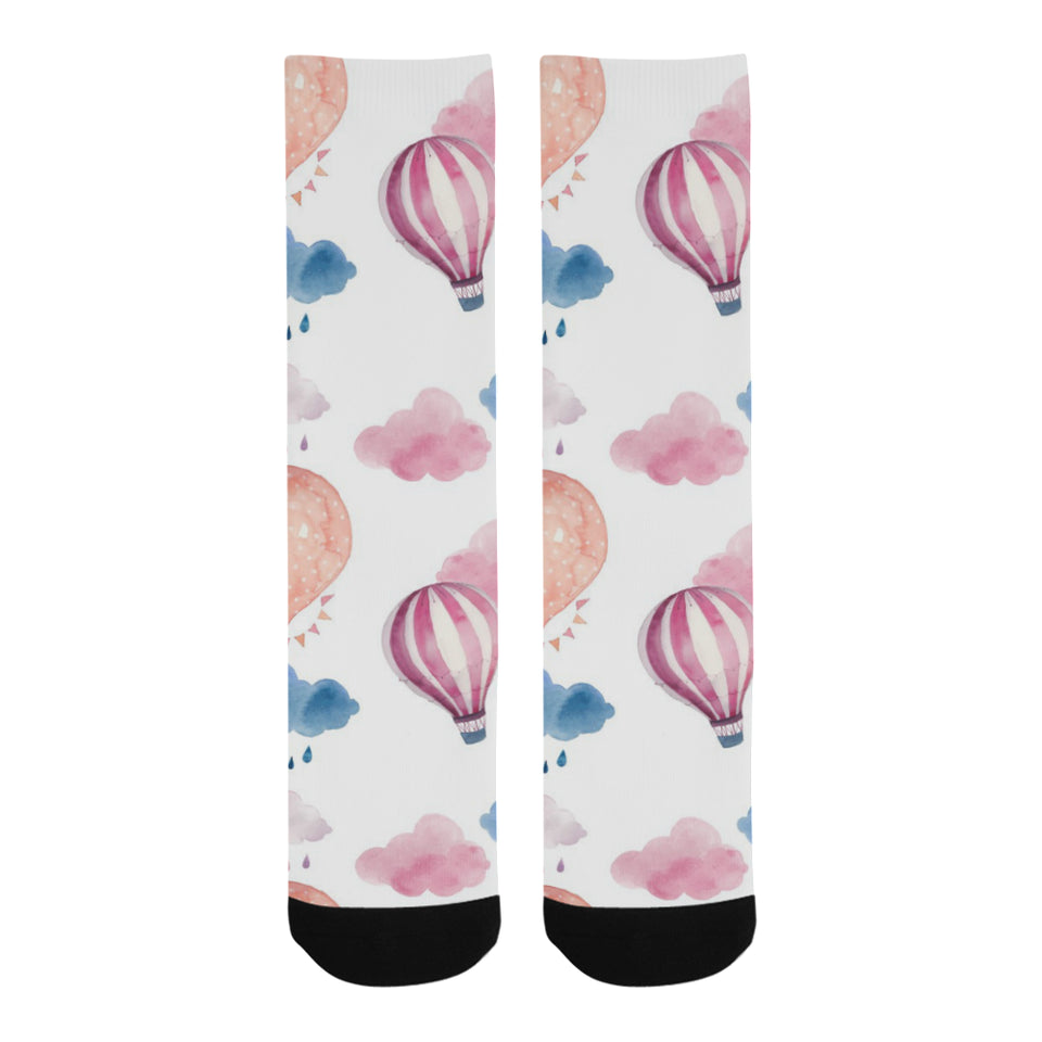 Watercolor air balloon cloud pattern Crew Socks