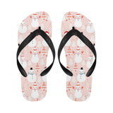 Cute snowman christmas tree snowpink background Unisex Flip Flops