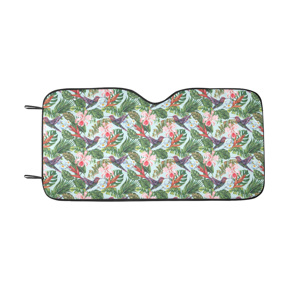 Hummingbird Pattern Print Design 05 Car Sun Shade