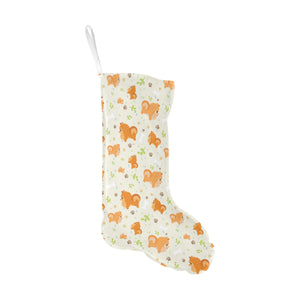 Cute brown pomeranian paw leave bone pattern Christmas Stocking
