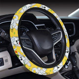 Yorkshire Terrier Pattern Print Design 05 Car Steering Wheel Cover
