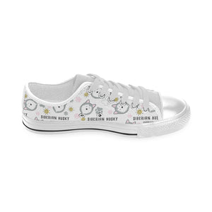 Siberian Husky design pattern Men's Low Top Shoes White