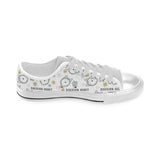 Siberian Husky design pattern Men's Low Top Shoes White