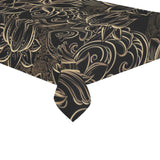 luxurious gold lotus waterlily black background Tablecloth