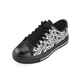 Crow dark floral pattern Men's Low Top Canvas Shoes Black