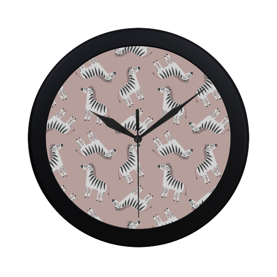 Cute zebra pattern Elegant Black Wall Clock