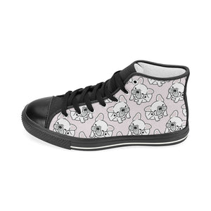 Cute french bulldog pattern Women's High Top Canvas Shoes Black