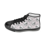 Cute french bulldog pattern Women's High Top Canvas Shoes Black