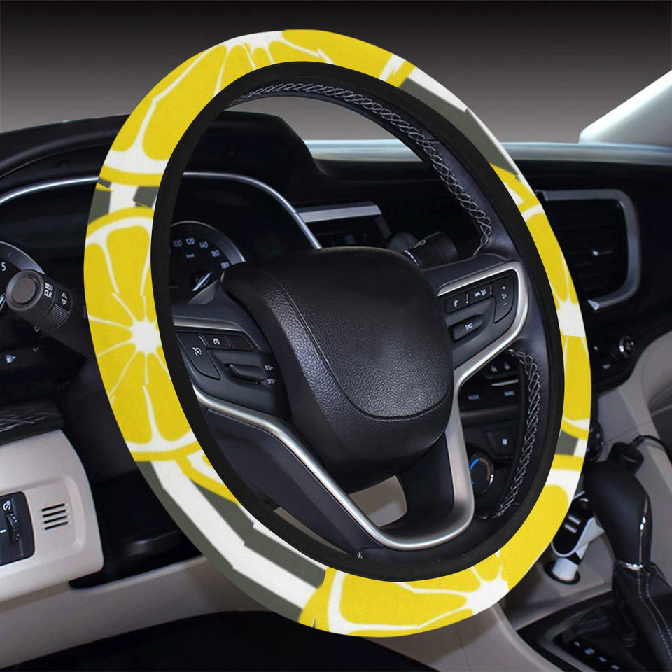 slice of lemon design pattern Car Steering Wheel Cover
