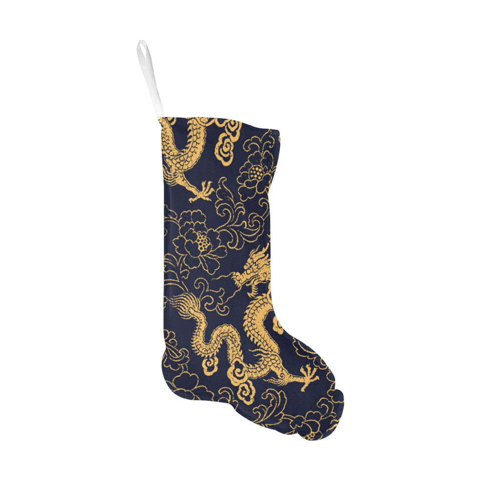 Gold dragon pattern Christmas Stocking