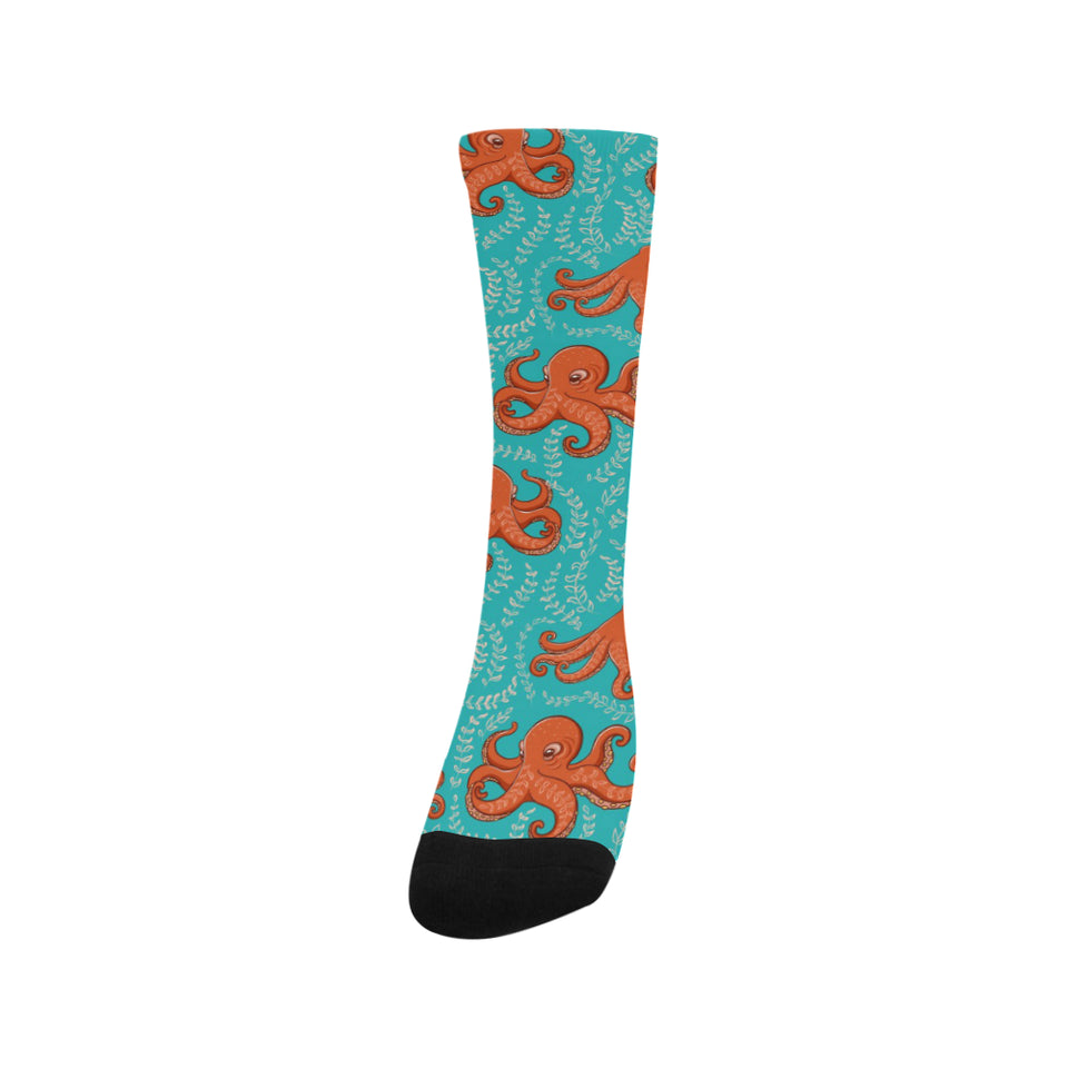 Octopus turquoise background Crew Socks