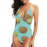 Kiwi blue background Women's One-Piece Swimsuit