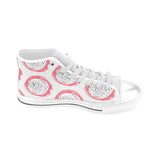 Hand drawn dragon fruit Men's High Top Canvas Shoes White