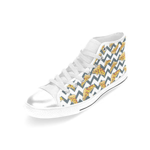 Pizza design pattern Women's High Top Canvas Shoes White
