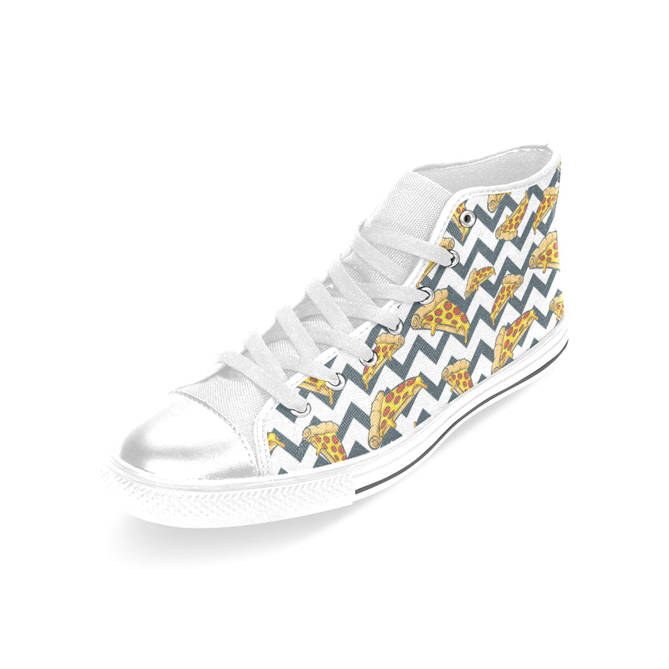 Pizza design pattern Women's High Top Canvas Shoes White