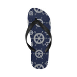 nautical steering wheel design pattern Unisex Flip Flops