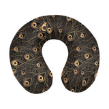 Gold peacock feather pattern U-Shaped Travel Neck Pillow