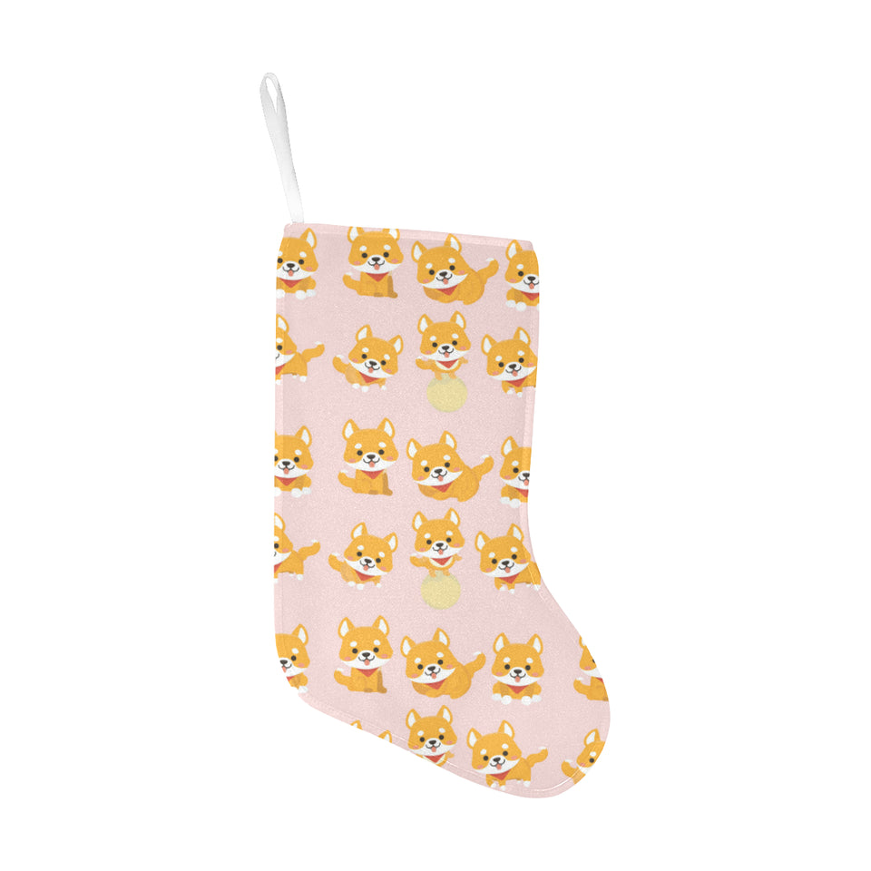 Cute shiba inu dog pattern Christmas Stocking