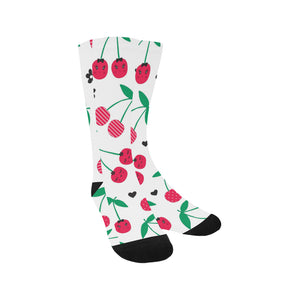 cherry pattern white background Crew Socks