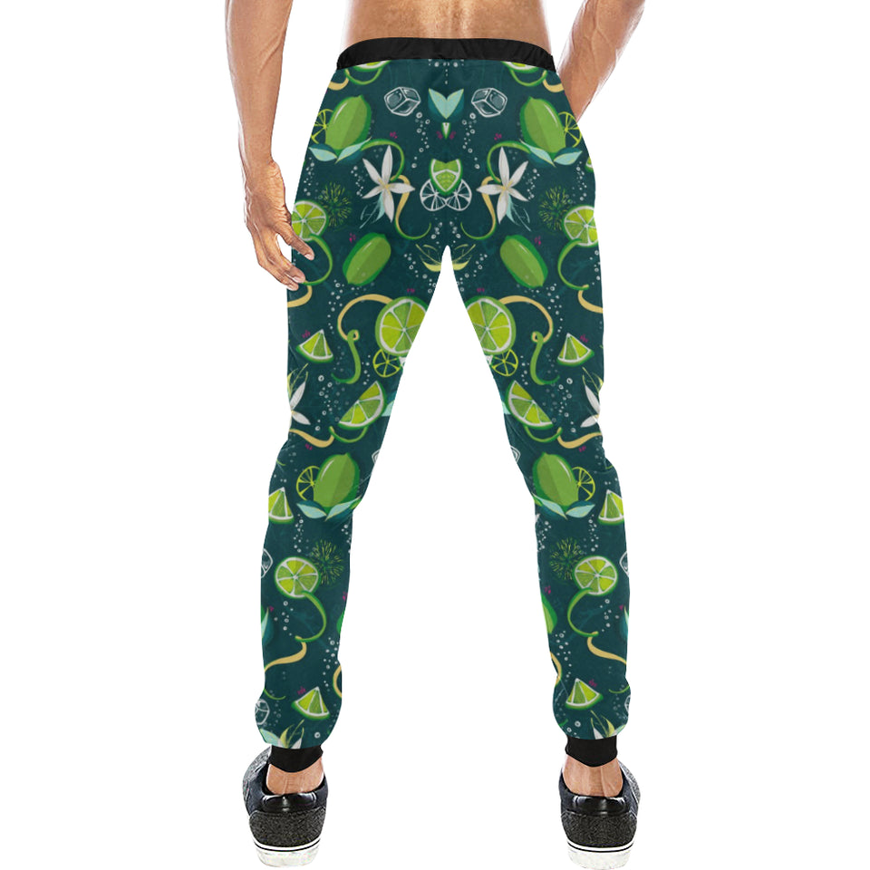 Lime ice flower pattern Unisex Casual Sweatpants