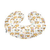 Cute dog corgi striped background pattern U-Shaped Travel Neck Pillow