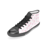 Watercolor pink heart pattern Women's High Top Canvas Shoes Black