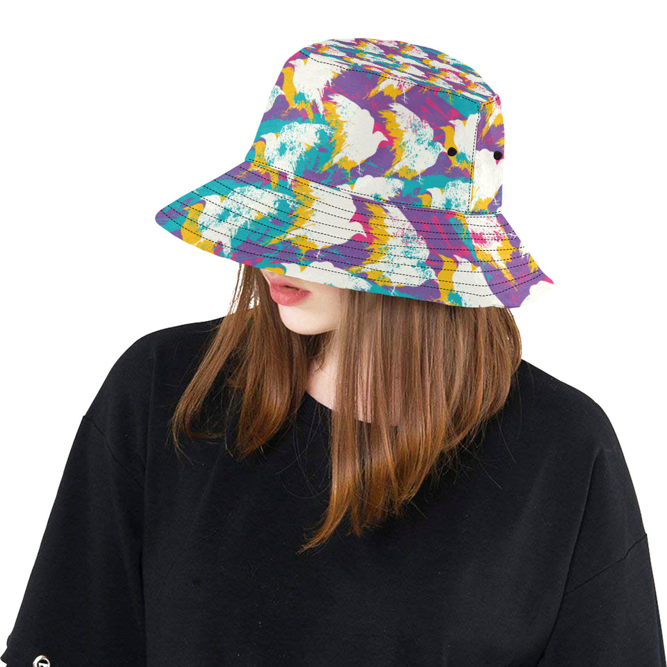 Colorful crow illustration pattern Unisex Bucket Hat