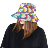 Colorful crow illustration pattern Unisex Bucket Hat