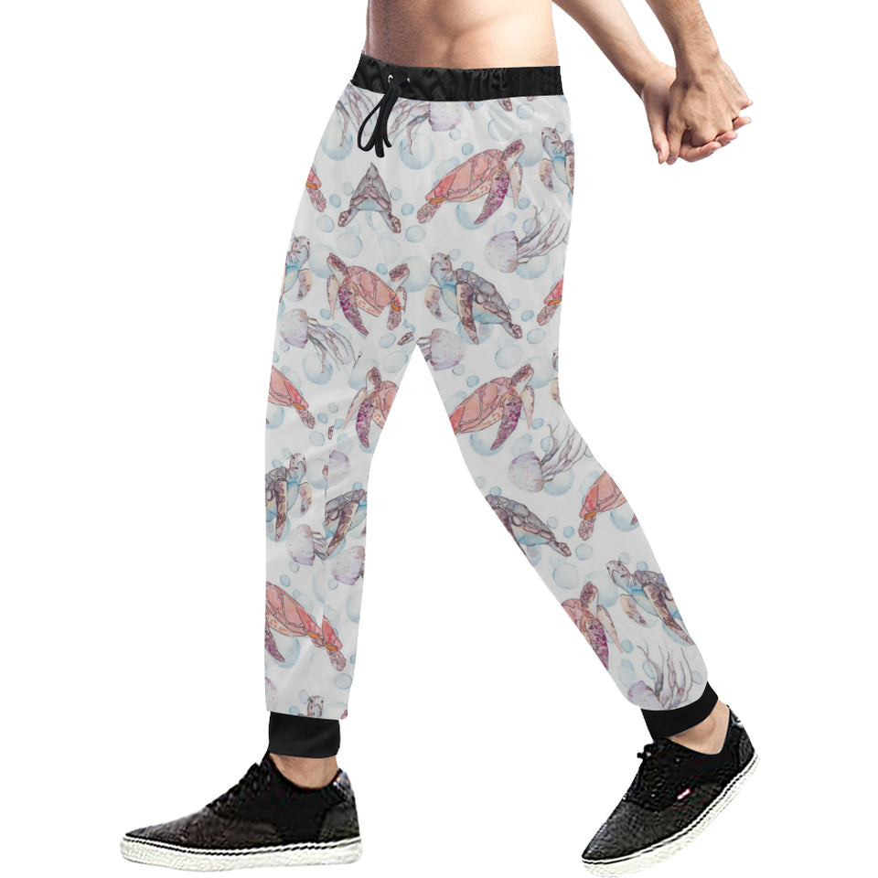 Watercolor sea turtle jellyfish pattern Unisex Casual Sweatpants