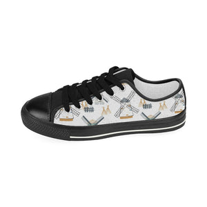 windmill pattern Kids' Boys' Girls' Low Top Canvas Shoes Black