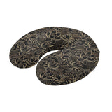 luxurious gold lotus waterlily black background U-Shaped Travel Neck Pillow