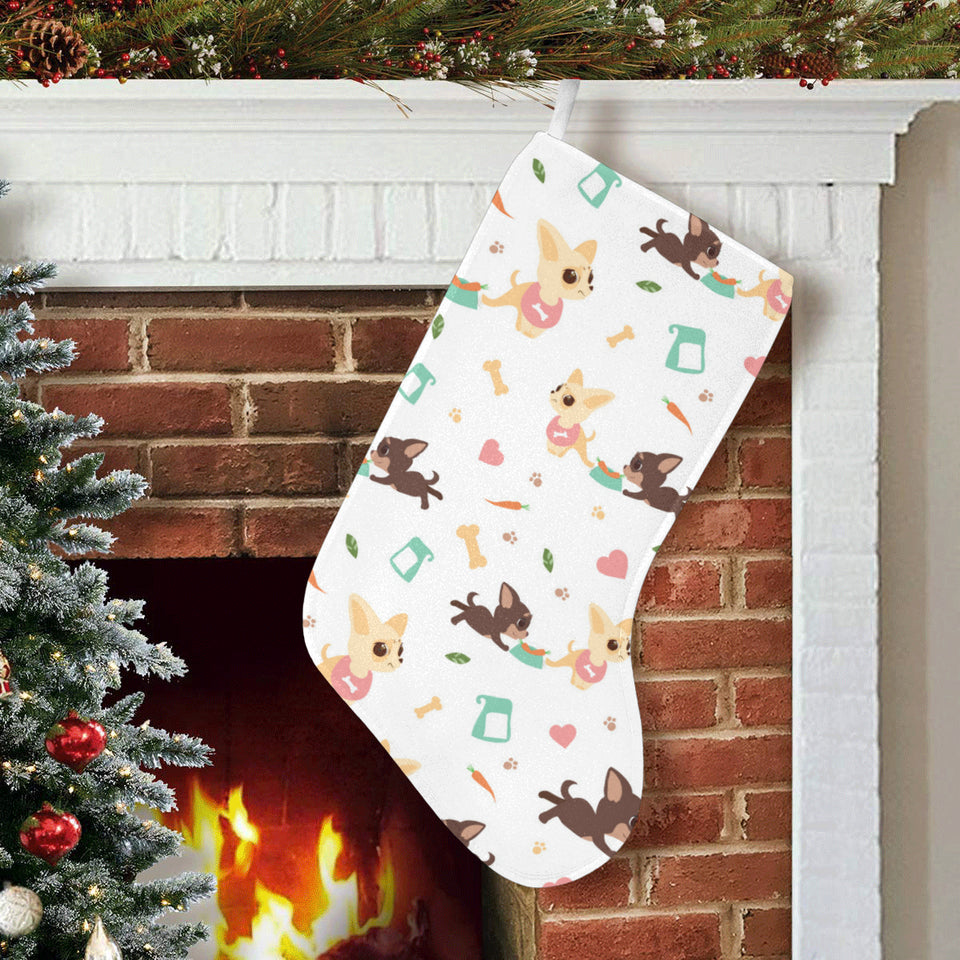 Cute Chihuahua puppie pattern Christmas Stocking