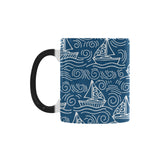 Hand drawn sailboat pattern Morphing Mug Heat Changing Mug