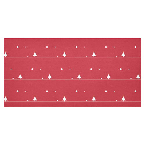 Christmas tree star snow red background Tablecloth