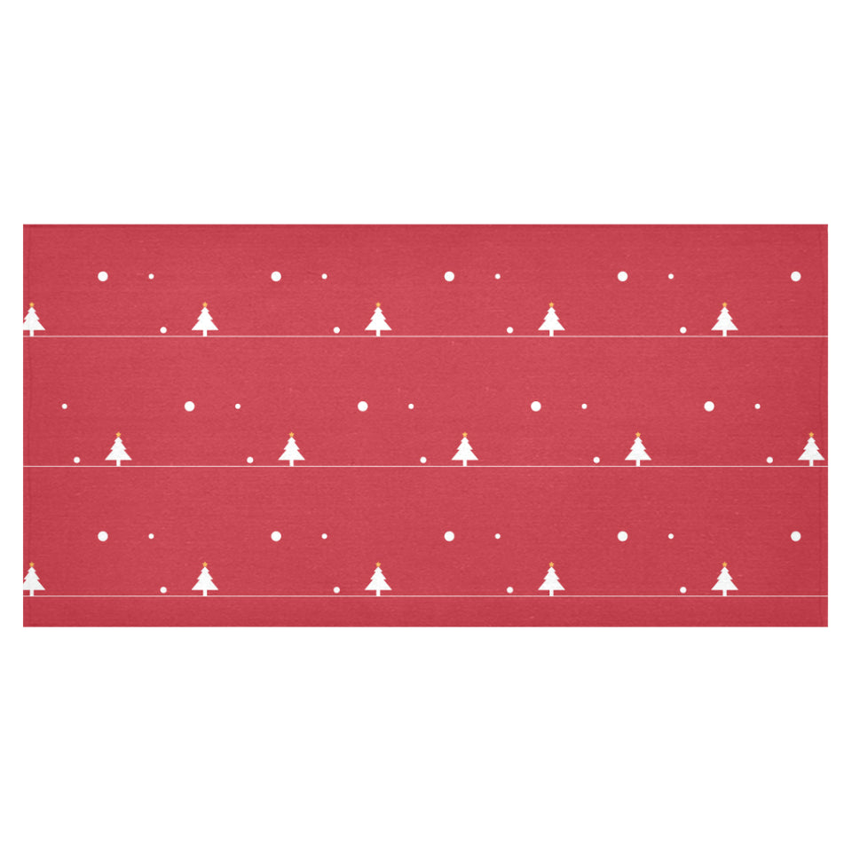 Christmas tree star snow red background Tablecloth