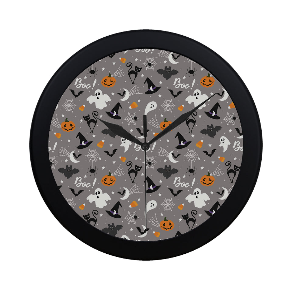 Halloween design pattern Elegant Black Wall Clock