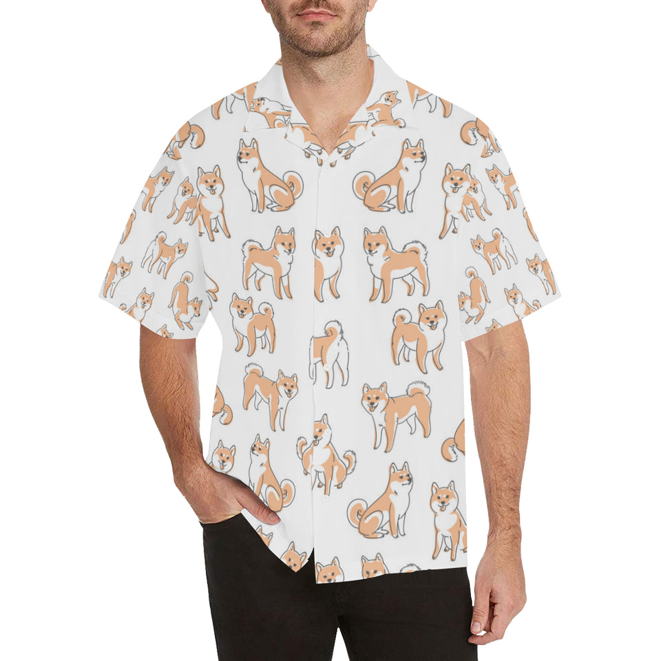 shiba inu dog pattern Men's All Over Print Hawaiian Shirt