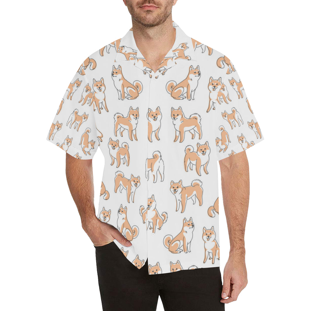 shiba inu dog pattern Men's All Over Print Hawaiian Shirt