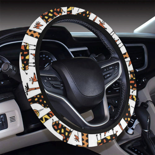 Giraffe Pattern Print Design 05 Car Steering Wheel Cover