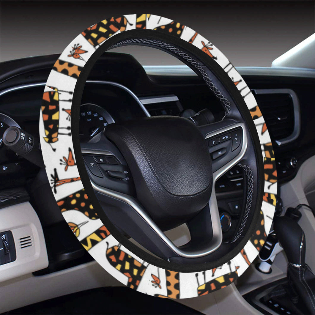 Giraffe Pattern Print Design 05 Car Steering Wheel Cover