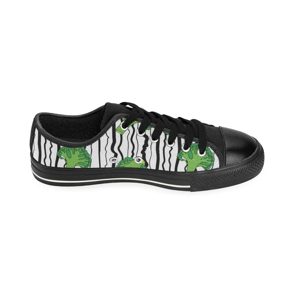 Cool Broccoli pattern Men's Low Top Canvas Shoes Black